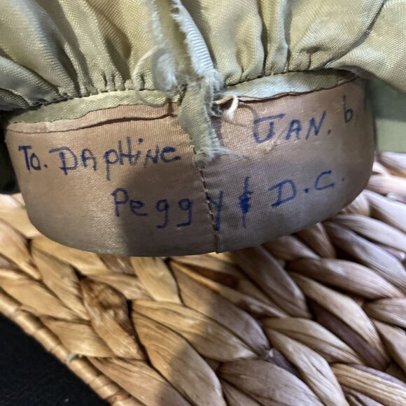 Vintage Chalkware Lady Half Doll Pin Cushion Depression Era Sage Satin Skirt - Picture 5 of 13